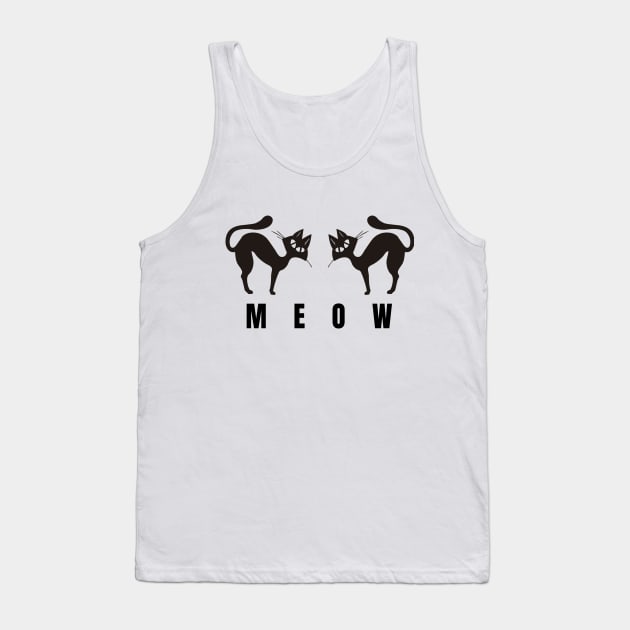 Mysterious Meow - Twin Black Cats Tank Top by Pieartscreation